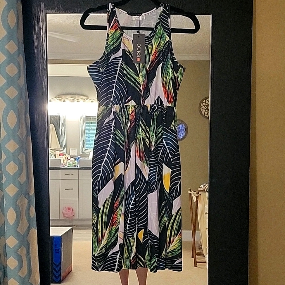 Tropical print womens dress